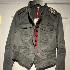 NWT- Free People Women's Military Style Jacket - Gray Size S